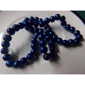 1 Strand Blue Metallic Glass Beads 6mm
